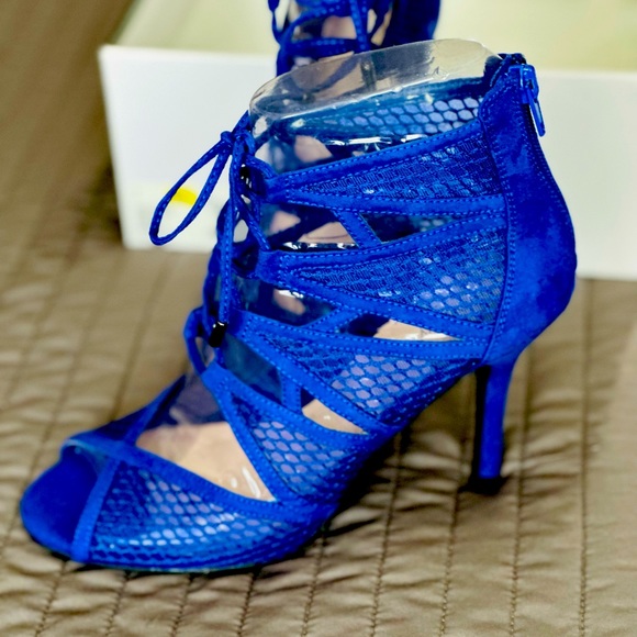 Brand new in box, sexy cobalt blue caged heels with mesh detail! - Picture 3 of 4